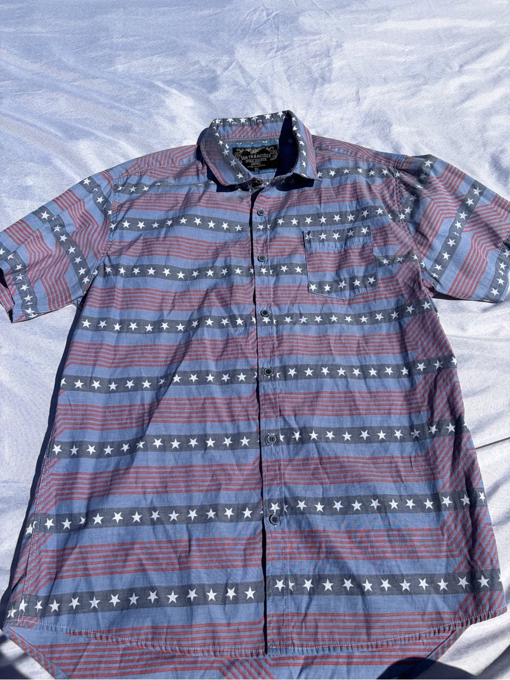 San Francisco American flag work shirt